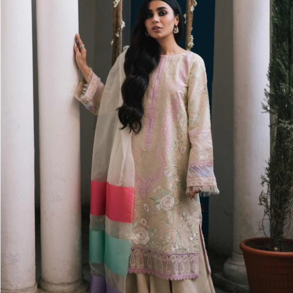 Zara Shah Jahan Luxury off white  full embroidery and dupatta and trousers.